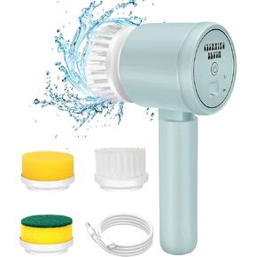 Electric Spin Scrubber, Folding Electric Cleaning Brush for Bathroom Rechargeable Shower Scrubber Power Scrubber Cordless with 3 Replaceable Cleaning Brush Heads for Cleaning Tub/Floor/Sink/Tile