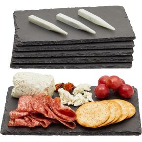 Juvale 6 Pack Mini Slate Charcuterie Boards for Individual Platter and Cheese, Stone Plates with Chalk for Signs (6x9 in)