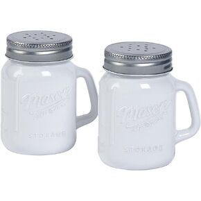 White Glass Mason Jar Salt and Pepper Shakers