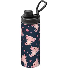 shangtiezao Axolotl 18oz Sports Insulated Water Bottle Double-Wall Vacuum Stainless Steel Reusable Leak & Sweat Proof Water Kettle For Fitness Gym Outdoor Girls Women