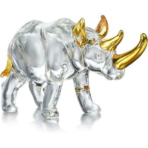 YU FENG 5.5inch Crystal Lion Figurine Collectible,Blown Painted Glass Art Wildlife Animal Sculpture Ornament Handmade Crystal Paperweight Decor Gifts,Clear