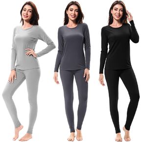 URATOT 3 Sets Women's Thermal Underwear Set Fleece Lined Long Johns Thermal Underwear Base Layer for Women Cold Winter