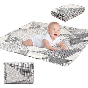 Hexagon Playpen Mat 52x48 Fits Regalo Play Yard 48 Inch 6-Panel and Hiccapop 53" Playpen, Non-Slip Baby Play Mat, Crawling Mat for Floor, Washable Pack 'N Play Mattress Pad Boho Rainbow (53 inch)