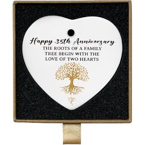 Best 35th Anniversary Wedding Gifts for Couple Parents 35 Year Anniversary Marriage Engagement Gifts for Men Women Ceramic Ornament Keepsake