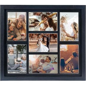 4X6 Picture Frame Collage with 7 Openings Multi Graduation Photo Frame with Wall Hanging for Keepsake Gifts Black