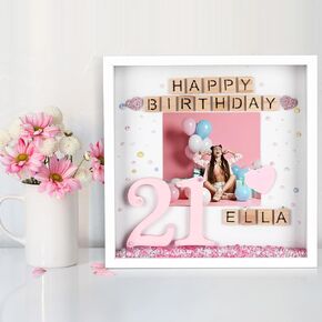 Qunclay 21st Custom Birthday Gifts for Her Birthday Frame Women Unfinished DIY Keepsake Kit Friend Birthday, Sister Frame, Special Birthday, Daughter Gift 21st/12th Birthday Gift