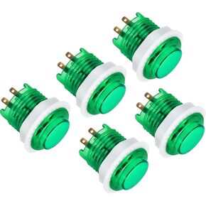 PATIKIL LED Button Illuminated Push Button 12V 24mm with Micro Switch Self-resetting for Coin Operated Game Projects Blue Pack of 5