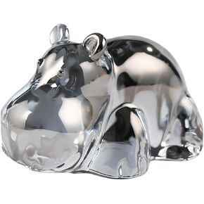 Crystal Grey Hippopotamus 2.8 in Figurines Gifts for Women, Glass Hippo Collectible for Animal Lovers on Birthday Christmas, Paperweight Decorative Centerpiece for Home