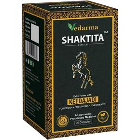 SHAKTITA Capsules Extra Power with Keedajadi Infused Ayurvedic Capsules for Enhanced Power, Stamina, and Strength (30 Capsules)
