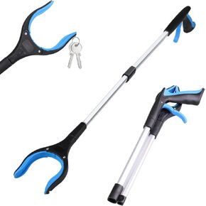 32 Inch Grabber Reacher Tool - Foldable Grabbers for Elderly, Lightweight Extra Long Handy Trash Claw Grabber with 360° Rotating Jaw, Mobility Aid Reaching Assist Tool for Trash Pick Up