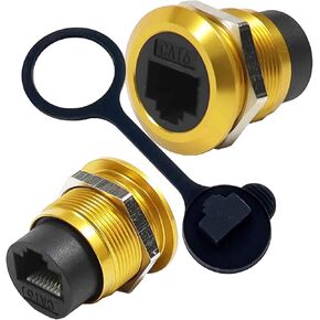 PENGLIN 2PCS RJ45 Shielded Ethernet Industrial Connector Heavy Duty, Outdoor Waterproof RJ45 Panel Mount Receptacles Socket, CAT6 RJ45 Signal Circular Connector Female to Female
