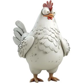 Bicuzat Funny White Rooster Statue, Resin Table Art Sculpture Funny Rooster Figurine Decoration, Rustic Country Tabletop Decoration, Farm Animal Kitchen Countertop Ornament, 6 Inches Tall-A