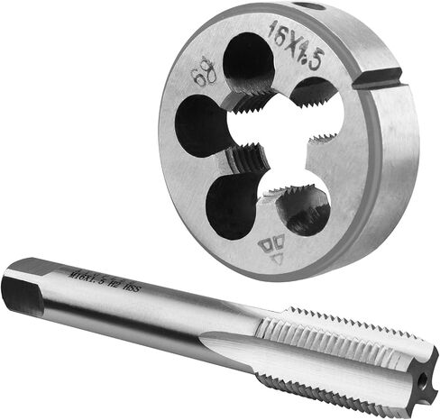 ATOPLEE M12 x 1.25 مجموعة الصنبور والقالب المترية، HSS 6542 صنبور لولبي لليد اليمنى وأداة سبيكة فولاذية دائرية لخيط اليد اليمنى in Saudi Arabia