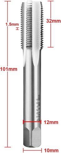 ATOPLEE M12 x 1.25 مجموعة الصنبور والقالب المترية، HSS 6542 صنبور لولبي لليد اليمنى وأداة سبيكة فولاذية دائرية لخيط اليد اليمنى in Saudi Arabia