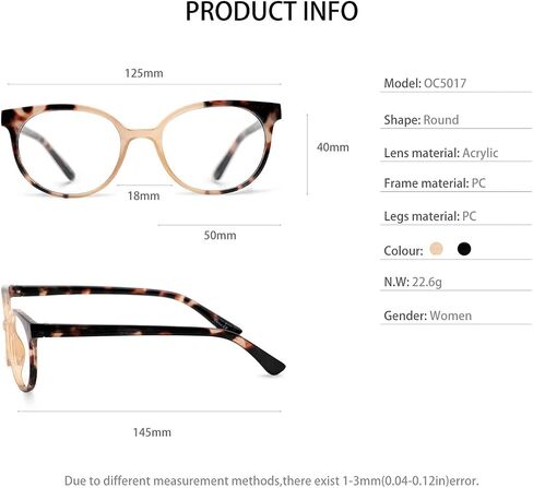 OCCI CHIARI Narrow Reading Glasses Women Colorfull Cute Readers for Petite Face(Tortoise 2.5+) 1.0 1.25 1.5 1.75 2.0 2.25 2.5 2.75 3.0 3.5 4.0 5.0 6.0 in Kuwait