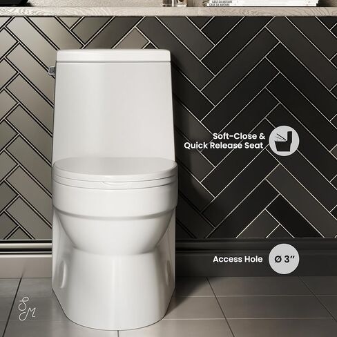 Swiss Madison SM-1T118 Virage One Piece Toilet, Modern Toilets For Bathrooms, ADA Toilet, Black Toilet, Elongated Dual Flush 0.8/1.28 gpf, Matte Black in Kuwait