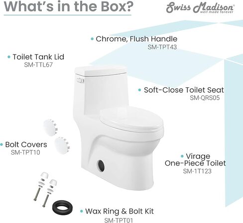 Swiss Madison SM-1T118 Virage One Piece Toilet, Modern Toilets For Bathrooms, ADA Toilet, Black Toilet, Elongated Dual Flush 0.8/1.28 gpf, Matte Black in Kuwait