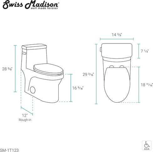 Swiss Madison SM-1T118 Virage One Piece Toilet, Modern Toilets For Bathrooms, ADA Toilet, Black Toilet, Elongated Dual Flush 0.8/1.28 gpf, Matte Black in Kuwait