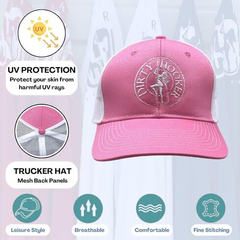 Dirty Hooker - Hats for Men and Women – Fishing Hat - Hat Mesh Back for Men Adjustable Baseball Trucker Cap (Black/White) in Saudi Arabia