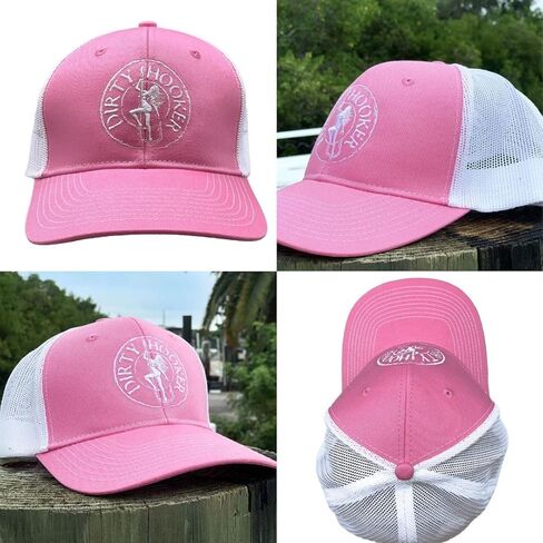 Dirty Hooker - Hats for Men and Women – Fishing Hat - Hat Mesh Back for Men Adjustable Baseball Trucker Cap (Black/White) in Saudi Arabia