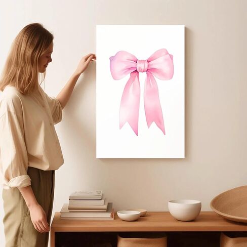 Preppy Canvas Wall Art Pink Bow Print Preppy Wall Art Fashion Poster Print Teen Room Decor Preppy Aesthetic Wall Art Aesthetic Girly Print Preppy Room Aesthetic Poster Gallery Dorm Bedroom Poster in Saudi Arabia