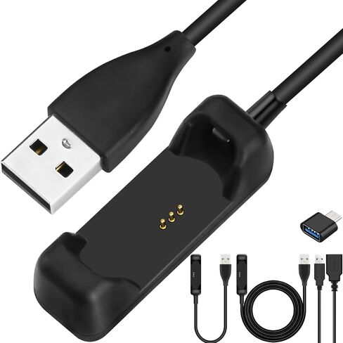 شاحن متوافق مع جهاز تتبع اللياقة البدنية Fitbit Flex 2، قاعدة حامل كابل شحن USB بديلة للساعة الذكية، غير مناسب لـ Fitbit Flex، 15 سم / 100 سم، قطعتان in Saudi Arabia