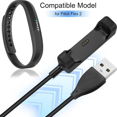 شاحن متوافق مع جهاز تتبع اللياقة البدنية Fitbit Flex 2، قاعدة حامل كابل شحن USB بديلة للساعة الذكية، غير مناسب لـ Fitbit Flex، 15 سم / 100 سم، قطعتان in Saudi Arabia