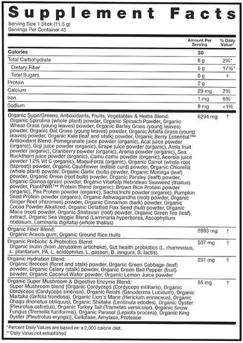 Zene Greens Organic Superfood Blend | Probiotics, Antioxidants, Hydration | 10g Superfoods, 5g Fiber | 70+ Superfoods | 45 Packets in Saudi Arabia