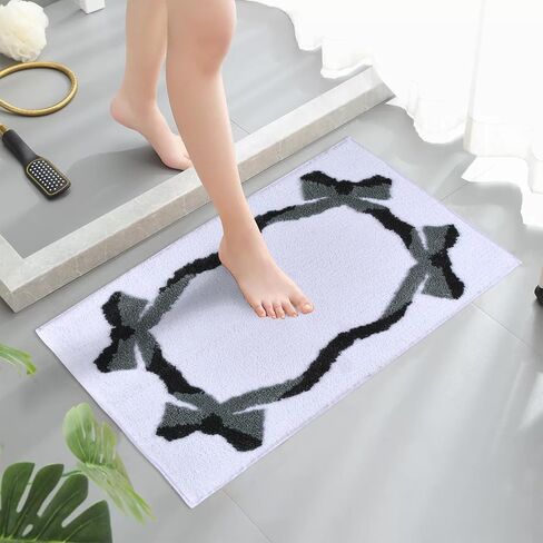 Zeeinx Cute Bow Bath Mat Pink Bathroom Rugs Non Slip Absorbent Bath Rugs Funny Bathroom Decor for Girl Machine Washable Floor Mats for Bathroom Tub Shower 20"x32" in Saudi Arabia