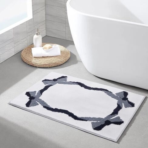 Zeeinx Cute Bow Bath Mat Pink Bathroom Rugs Non Slip Absorbent Bath Rugs Funny Bathroom Decor for Girl Machine Washable Floor Mats for Bathroom Tub Shower 20"x32" in Saudi Arabia