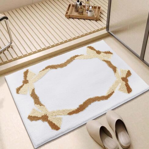 Zeeinx Cute Bow Bath Mat Pink Bathroom Rugs Non Slip Absorbent Bath Rugs Funny Bathroom Decor for Girl Machine Washable Floor Mats for Bathroom Tub Shower 20"x32" in Saudi Arabia