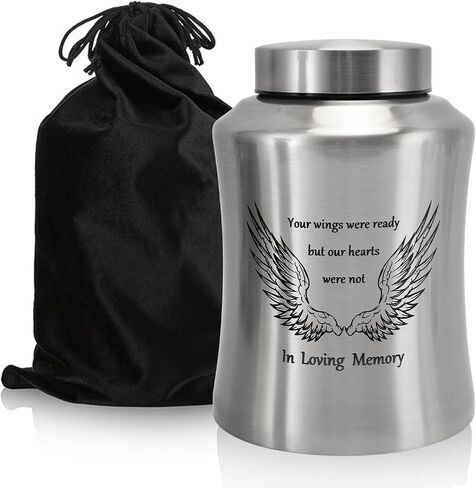 8.47 inch Cremation Urn for Adult Male Female Ashes, Urns for Human Ashes Adult Remains Decorative Urns for Ashes Male Female Men Women Adult with Velvet Bag (black, 160 lbs, Wing) in Saudi Arabia