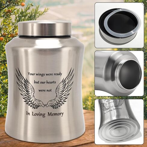 8.47 inch Cremation Urn for Adult Male Female Ashes, Urns for Human Ashes Adult Remains Decorative Urns for Ashes Male Female Men Women Adult with Velvet Bag (black, 160 lbs, Wing) in Saudi Arabia