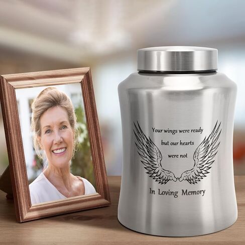 8.47 inch Cremation Urn for Adult Male Female Ashes, Urns for Human Ashes Adult Remains Decorative Urns for Ashes Male Female Men Women Adult with Velvet Bag (black, 160 lbs, Wing) in Saudi Arabia