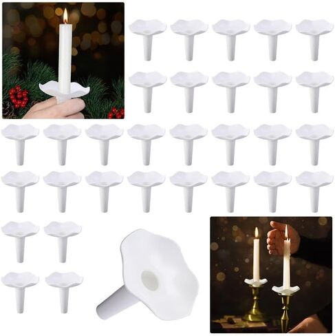 EBaokuup 60 Pcs Reusable Candle Drip Protectors,Detachable Plastic Candle Holders with Wax Catcher,Candle Bobeches for Church Vigil Christmas Eve Wedding Party Tapers Candlesticks in Saudi Arabia