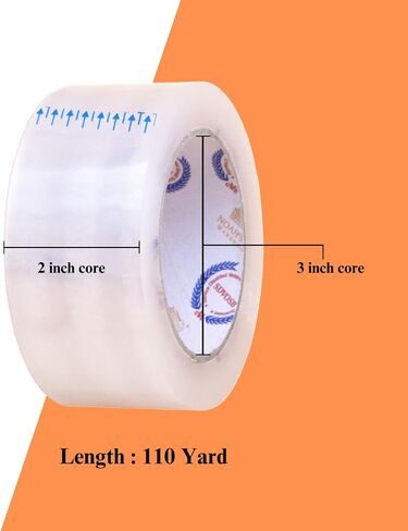 Noah's Ark Warehouse Heavy Duty Clear Packing Tape for Shipping, Moving, and Storage, 2 Inch x 110 Yards, 6 Rolls Refills - Ultra Strong, 2.0 mil Thickness, Industrial Grade Adhesive Tape (6 Pack) in Saudi Arabia