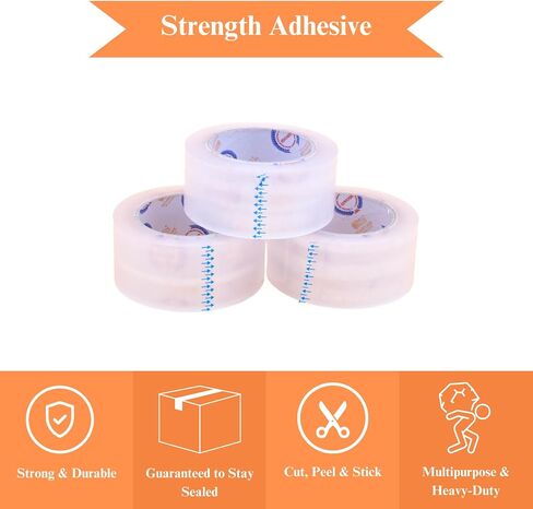 Noah's Ark Warehouse Heavy Duty Clear Packing Tape for Shipping, Moving, and Storage, 2 Inch x 110 Yards, 6 Rolls Refills - Ultra Strong, 2.0 mil Thickness, Industrial Grade Adhesive Tape (6 Pack) in Saudi Arabia