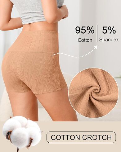 ملابس داخلية قصيرة للأولاد من القطن عالية الخصر من ASIMOON للنساء، تحكم بسيط في البطن ومضادة للاحتكاك، سراويل داخلية 3 قطع in Kuwait