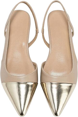 OYOANGLE Women's Two Tone Pointed Toe Slingback Flats Summer Casual Dressy Shoes in Saudi Arabia