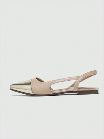 OYOANGLE Women's Two Tone Pointed Toe Slingback Flats Summer Casual Dressy Shoes in Saudi Arabia