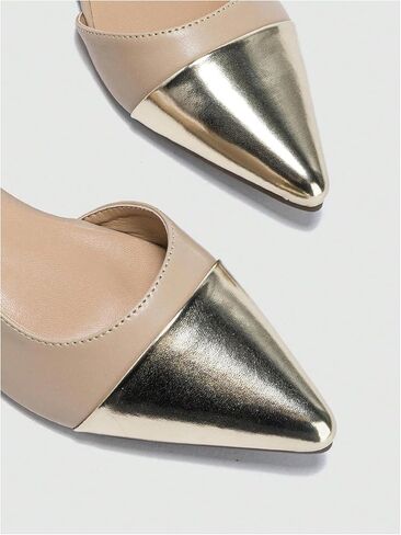 OYOANGLE Women's Two Tone Pointed Toe Slingback Flats Summer Casual Dressy Shoes in Saudi Arabia