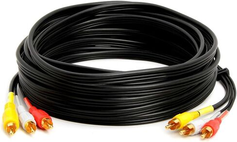 Cmple - 3-Male RCA to 3-Male RCA Composite Video Audio A/V AV Cable Gold Plated - 1.5 Feet in Saudi Arabia