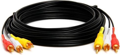 Cmple - 3-Male RCA to 3-Male RCA Composite Video Audio A/V AV Cable Gold Plated - 1.5 Feet in Saudi Arabia