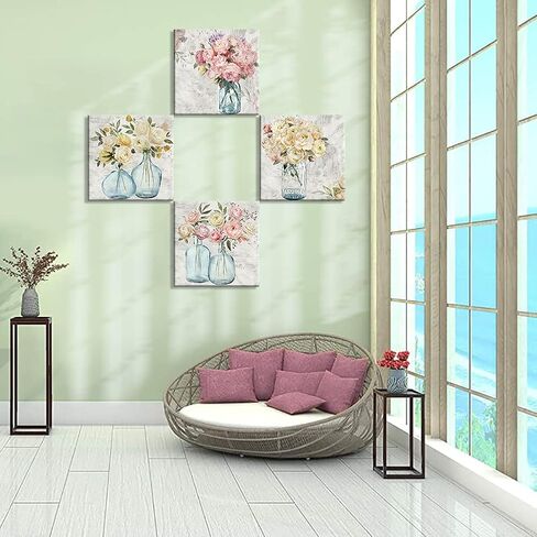 WZSart Ocean Animals Plants Bathroom Decor Canvas Wall Arts Watercolor Sea Turtle Seahorse Seaweed Printed Pictures Artwork Vintage Painting Decoration for Bathroom Living Room Kithcen Ready to Hang in Saudi Arabia