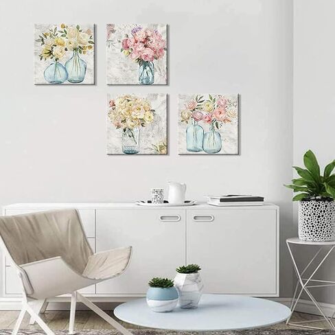 WZSart Ocean Animals Plants Bathroom Decor Canvas Wall Arts Watercolor Sea Turtle Seahorse Seaweed Printed Pictures Artwork Vintage Painting Decoration for Bathroom Living Room Kithcen Ready to Hang in Saudi Arabia