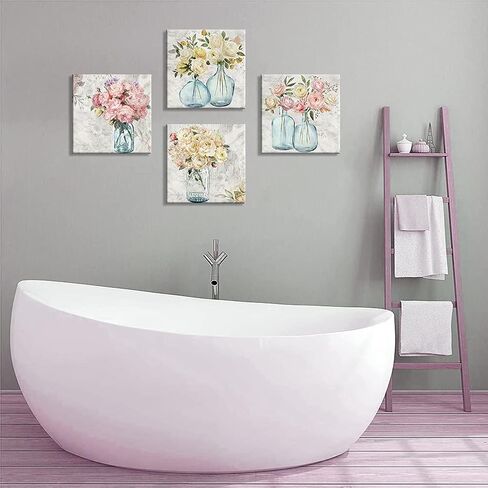 WZSart Ocean Animals Plants Bathroom Decor Canvas Wall Arts Watercolor Sea Turtle Seahorse Seaweed Printed Pictures Artwork Vintage Painting Decoration for Bathroom Living Room Kithcen Ready to Hang in Saudi Arabia