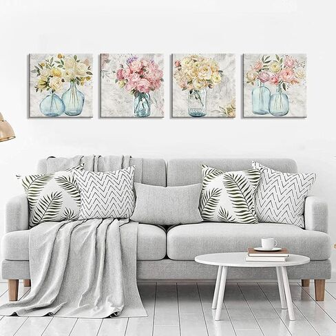 WZSart Ocean Animals Plants Bathroom Decor Canvas Wall Arts Watercolor Sea Turtle Seahorse Seaweed Printed Pictures Artwork Vintage Painting Decoration for Bathroom Living Room Kithcen Ready to Hang in Saudi Arabia