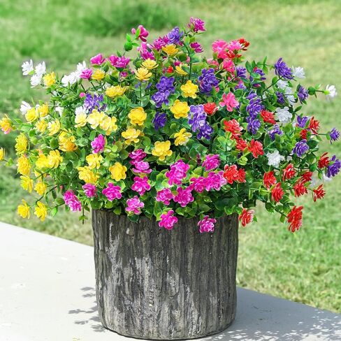 Ivydale Artificial Fake Outdoor Outside Mums Flowers Plants for Fall Autumn, 12 Bundles Faux Orange Plastic Shrubs Greenery Look Real UV Resistant for Front Door Porch Patio Balcony Garden Yard Decor in Saudi Arabia