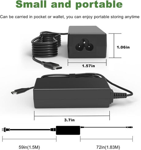 65W Universal USB C Chromebook Charger,Replacement Lenovo Yoga Google Asus Acer Dell Laptop Charger,AC Adapter Compatible with Lenovo X1 Thinkpad 45W Type C Charger in Saudi Arabia