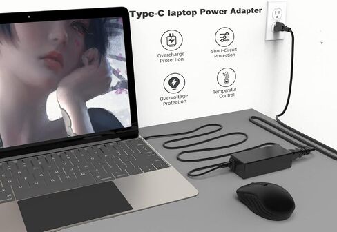 65W Universal USB C Chromebook Charger,Replacement Lenovo Yoga Google Asus Acer Dell Laptop Charger,AC Adapter Compatible with Lenovo X1 Thinkpad 45W Type C Charger in Saudi Arabia